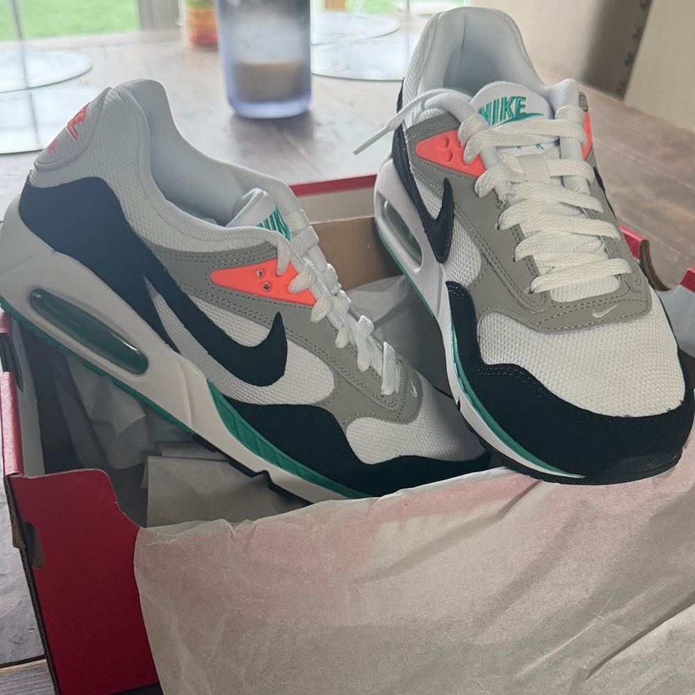 Nike women’s Air Max Sneakers - White, Black, and Teal - women’s size 8